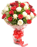 Exclusive Red and White Roses Bouquet