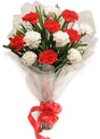 White and Red Carnation Bouquet for Chennai delivery
