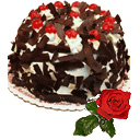 Eggless Black Forest with single rose on Mothers Day