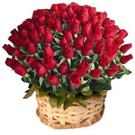 Send Flowers with 100 Red Rose Basket to chennai 