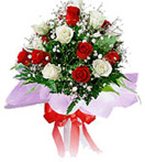Id Ul Fitri with 12 Red n White Roses Bouquet to Chennai Delivery