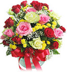Thank you with 30 Mixed Roses in a Vase to Chennai Delivery