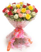 Send 25 Mixed Roses Flower Bouquet for Chennai Delivery.