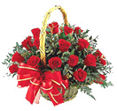 Congratulations with 24 Red Rose Flower Basket to Chennai Delivery