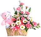 Mixed Pink flowers with Teddy to Chennai Delivery 