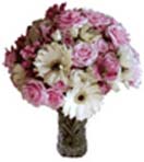 Anniversary Gifts with Pink Rose Gerbera Flowers in a Vase to Chennai Delivery