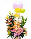 Mixed Flowers Basket with Teddy to Chennai Delivery