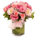 Pink Rose Gerbera Flowers in a Vase to Chennai Delivery