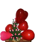 Birthday Gifts with 18 Roses Basket & 5 Heart Balloon to Chennai Delivery
