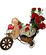 Valentines Day Gift with Teddy On Cycle with Ferrero and Flowers to Chennai Delivery
