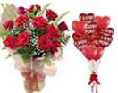 Combo Gifts with 12 RedRoses  & 10Heart Balloons to Chennai delivery