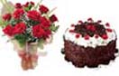 Birthday Gifts with 12 Red Rose Bouquet & 1/2 Kg Black Forest Cake to Chennai Delivery