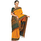 Light Orange Silk Saree with Contrast Border and Pallu Apparels Gifts to Chennai Delivery