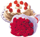 Combo Gifts with 12 Red Rose Bunch with 1/2 kg Black Forest Cake to Chennai Delivery