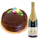 Combo Gifts with ImportedChampagne and 1 Lbs. Chocolate Cake to Chennai Delivery