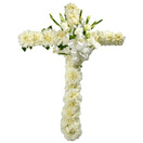 White flower cross for Condolence to Chennai Delivery
