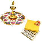 Send Pongal Gifts with Kuthu Vilakku and 1 Kg Assorted Sweets to Chennai Delivery