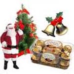 Christmas Combo Gift with Xmas Tree, 16 Pcs Ferrero Rocher Chocolate Box and Santa Claus Doll.